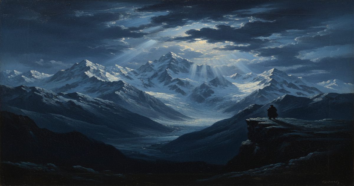 paesaggio alpino gotico notturno, sublimità romantica, Ann Radcliffe terrore