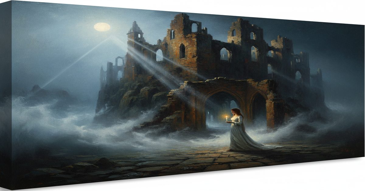 castello gotico nebbioso di notte, Ann Radcliffe letteratura gotica romantica