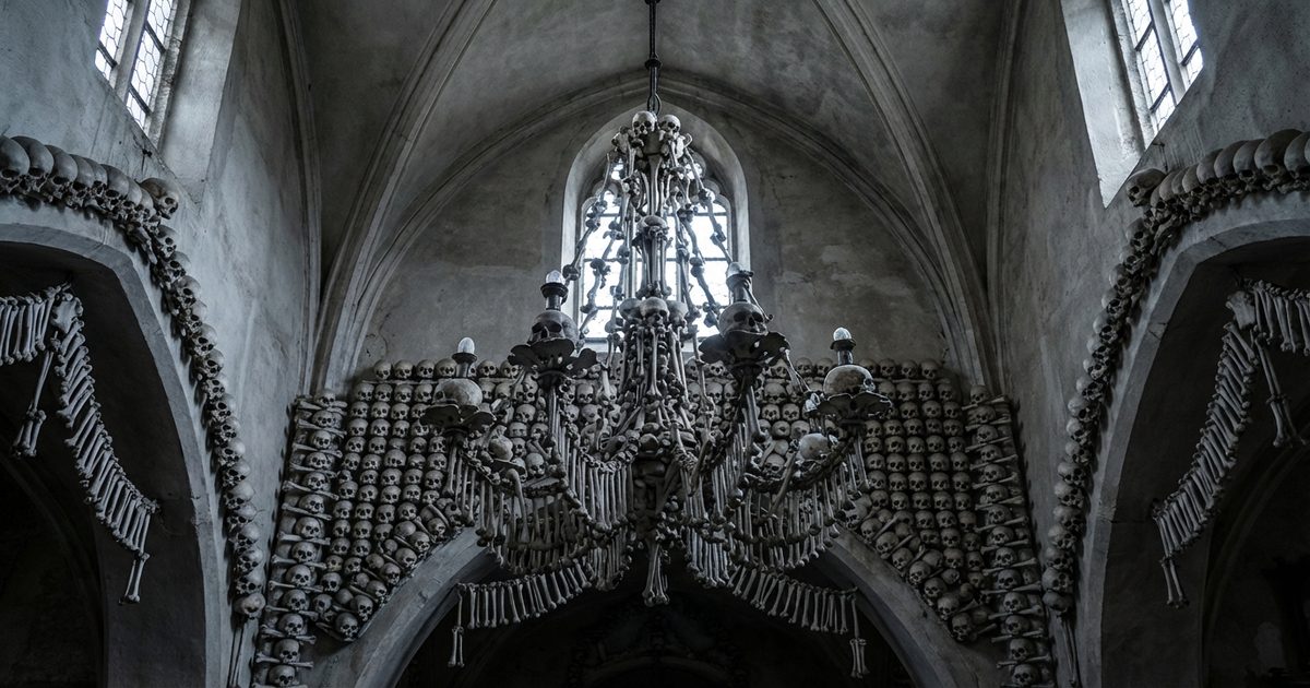 Sedlec ossuary skulls bones gothic horror liminal space