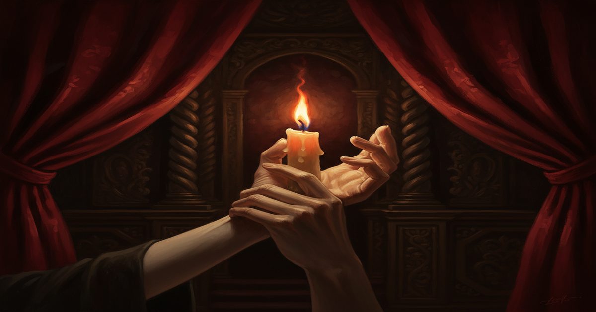 mano che afferra polso in luce di candela, dark romance horror gotico