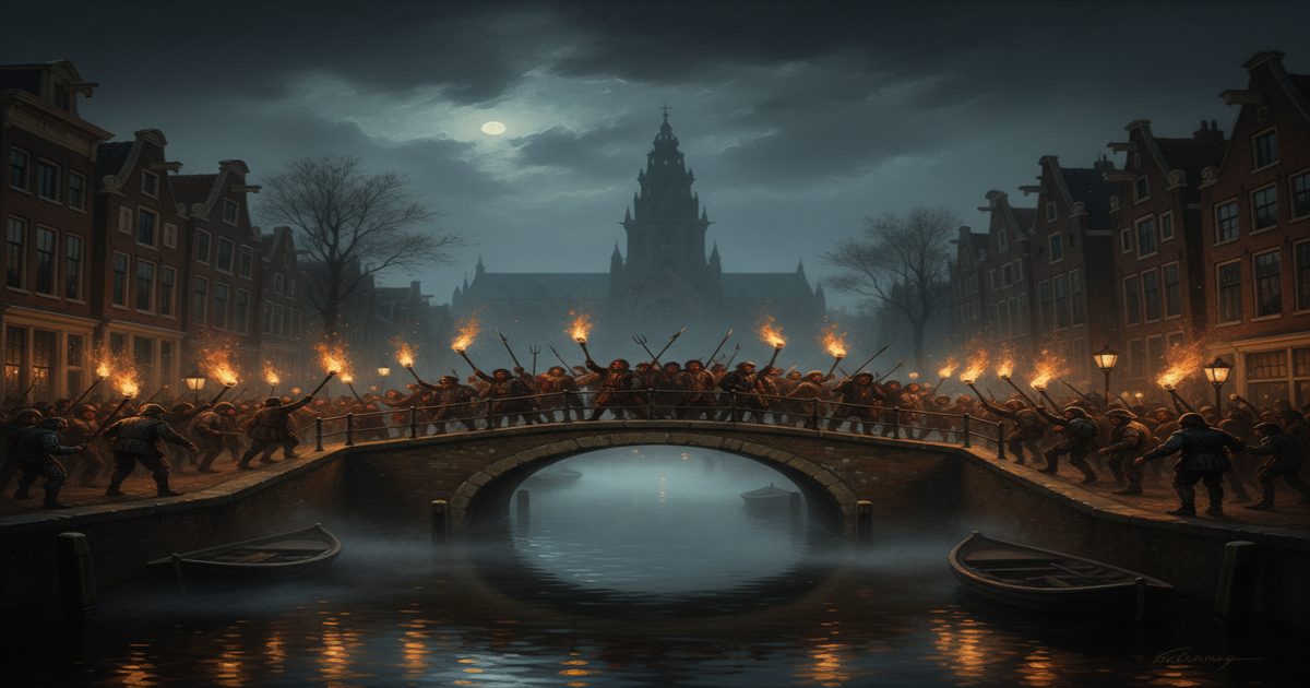 rampjaar 1672 amsterdam mob torches canal dark history Dutch horror