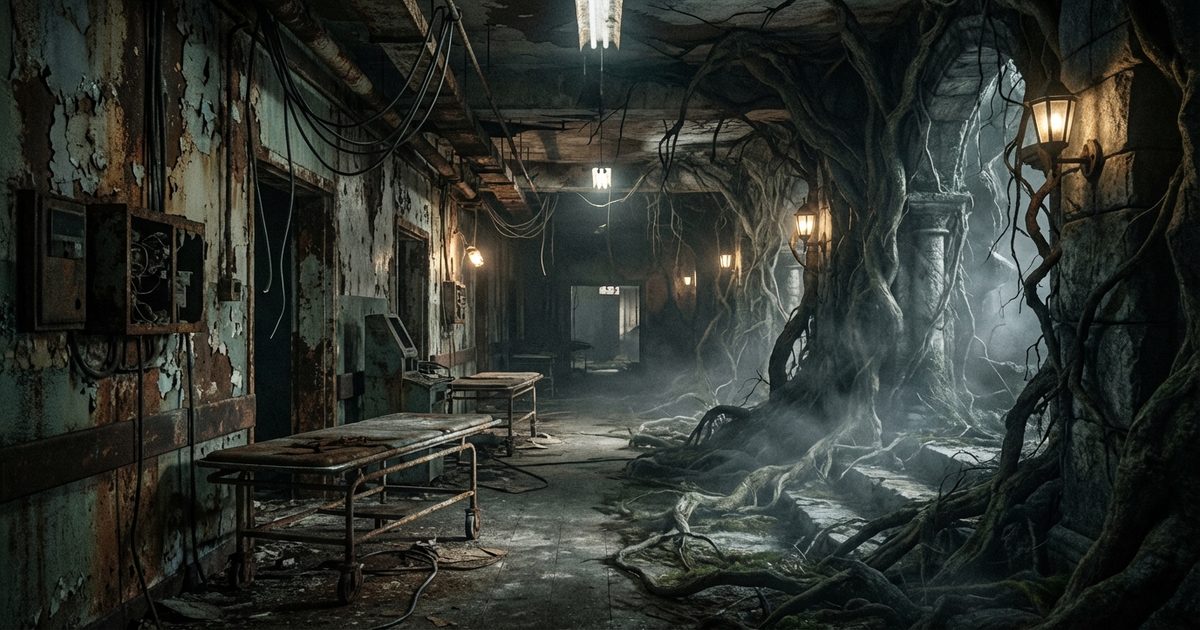 Silent Hill fog: empty street with radio static and sirens, psychological survival horror