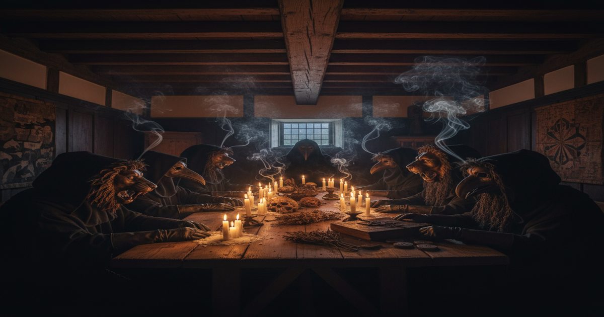 Cerimonia pagana con maschere olandesi in noir gotico